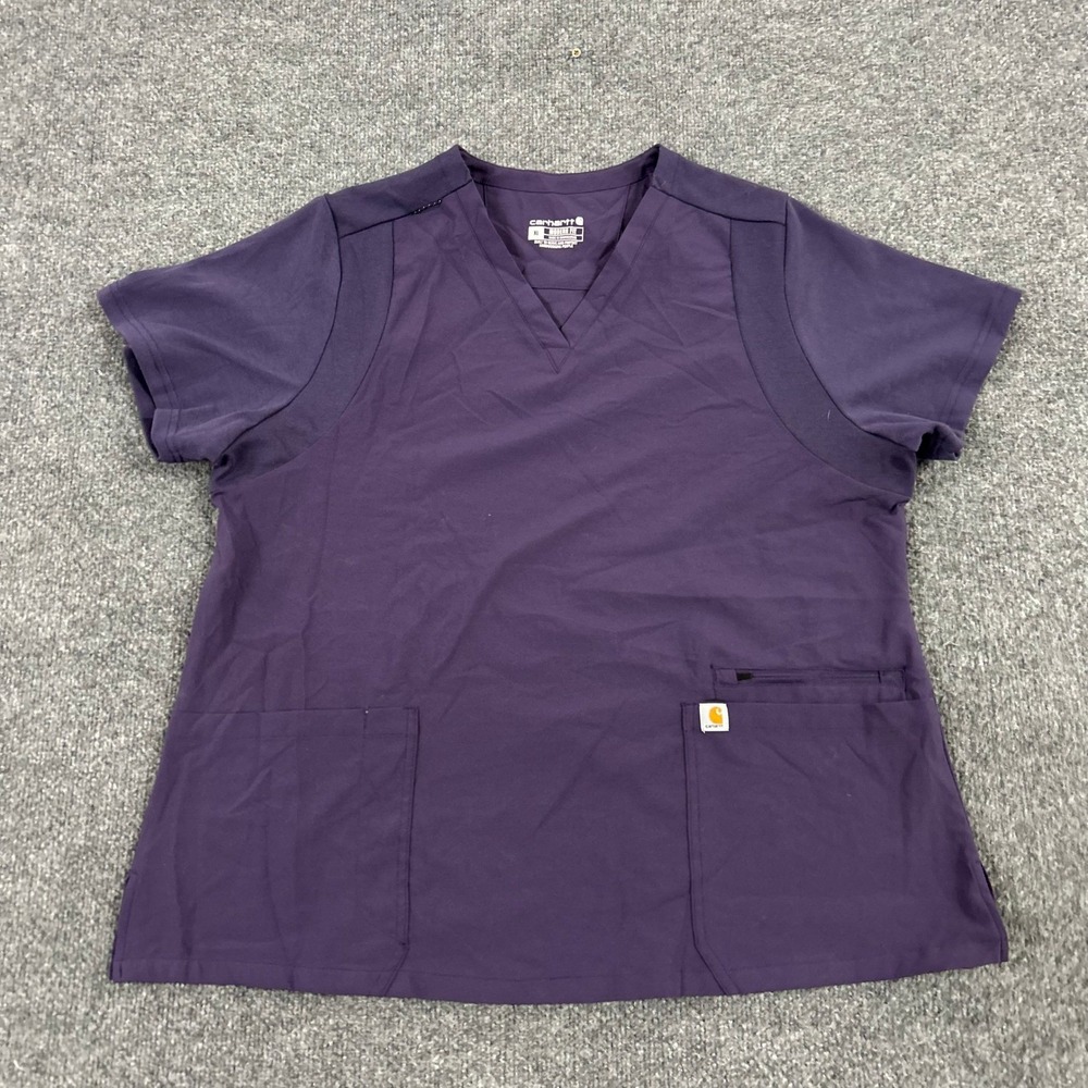 Carhartt Scrub Top Womens Size XL Purple Force Modern Fit V-Neck Short Sleeve